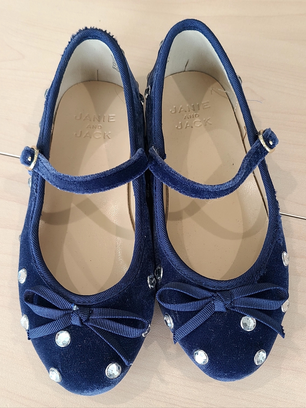 Girls Janie And Jack Velvet Jewel Ballet Flat